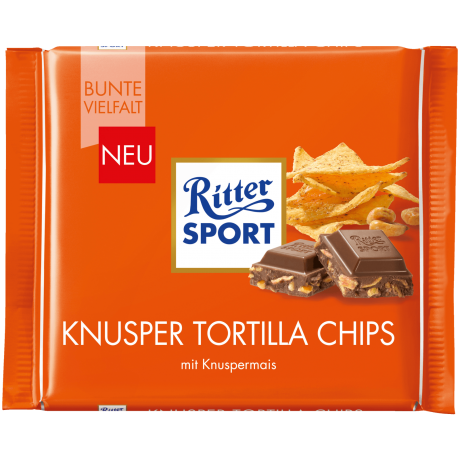 Ritter Sport Knusper Tortilla Chips Молочный шоколад с соленым арахисом и хлопьями 100г