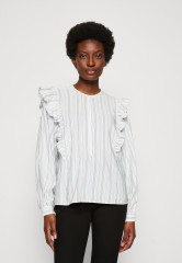 Tommy Hilfiger FRILL BLOUSE Button-down blouse ecru/blue FRILL BLOUSE Блузка на пуговицах экрю/синий