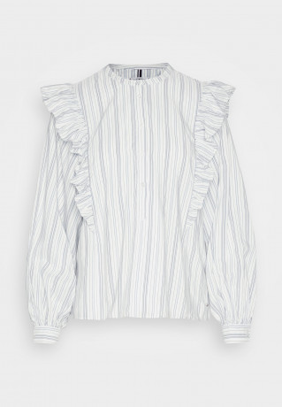 Tommy Hilfiger FRILL BLOUSE Button-down blouse ecru/blue FRILL BLOUSE Блузка на пуговицах экрю/синий