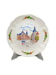 Тарелка декоративная винтажная Sarreguemines / Anne Ehret Ranrupt "Васси", сувенирная, фарфор, 26 см, Франция, 1960-70гг.