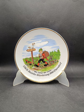 Тарелка декоративная винтажная Kahla "Эберсдорф/1980", фарфор, 19 см, Германия, 1980 год.