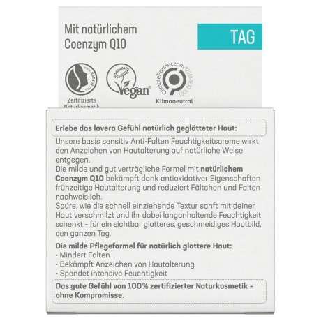 lavera Basis Sensitive Anti-Falten Feuchtigkeitscreme Q10  Базовый увлажняющий крем против морщин для чувствительной кожи Q10