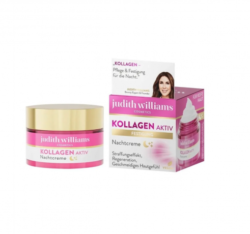 Judith Williams Nachtcreme Kollagen aktiv 50 ml, Ночной крем для лица лифтинг и восстановление, антивозрастной уход с коллагеном, питание кожи, 50 мл