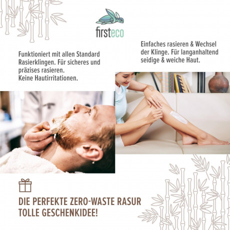 Firsteco Bambus-Nass-Rasierhobel Set 5 tlg. Бамбуковый набор безопасных бритв для влажной уборки, 5 шт.