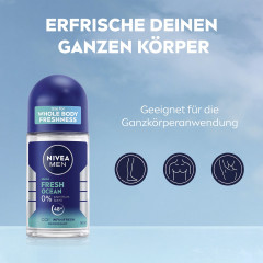 NIVEA MEN Fresh Ocean Deodorant Roll-On, 50 ml, Нивеа Мужской дезодорант ролик, морской аромат, 0% алюминия, формула INFINIFRESH, 48ч защита, 50 мл