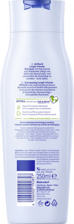 NIVEA Length Wonder Starkendes Shampoo, 250 ml, Нивеа Шампунь укрепляющий для длинных волос, ниацинамид и масло ши, против ломкости и секущихся кончиков, 250 мл