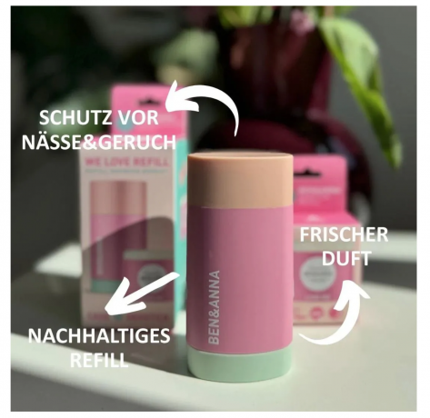 BEN&ANNA Deostick Love Me Original + Nachfullpack, 40 g Натуральный дезодорант-стик + refill, эко дезодорант без алюминия, веганский, защита от запаха, натуральная косметика, 40 г