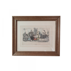 Картина винтажная &quot;Парижский журнал женской одежды Апрель 1861 г.&quot;, 30 x 35,5 см, Франция, 1960-70гг.