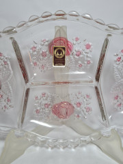 Набор сервировочных блюд Walther Glas с розовым декором, стекло, 2 шт., Германия, 1960-70гг.