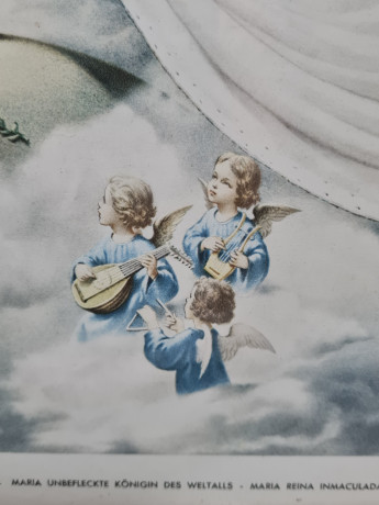 Картина винтажная "Непорочная царица Вселенной", в деревянной раме, 53 x 41 см, Германия, 1960-1970гг.