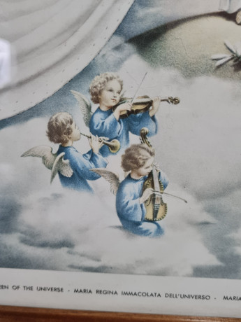 Картина винтажная "Непорочная царица Вселенной", в деревянной раме, 53 x 41 см, Германия, 1960-1970гг.