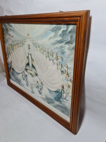 Картина винтажная "Непорочная царица Вселенной", в деревянной раме, 53 x 41 см, Германия, 1960-1970гг.