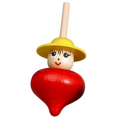 Holzspielzeug Tischkreisel Frau rot Деревянная игрушка волчок женщина красный