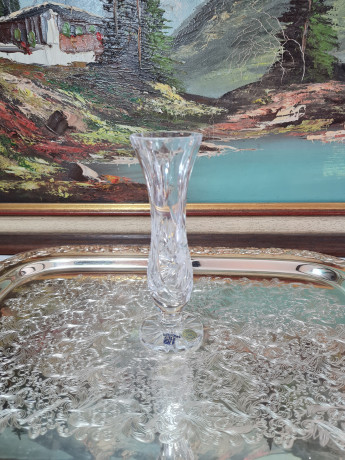 Ваза винтажная, хрусталь, 16 x 5,5 см, Чехословакия, 1960-70гг.