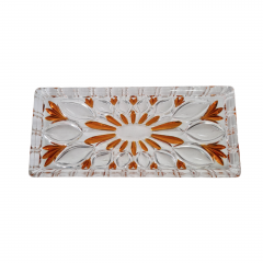 Поднос винтажный Im Stil Walther Glas, желтый декор, стекло, 30,5 x 14 x 2 см, Германия, 1960-70гг.