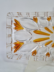 Поднос винтажный Im Stil Walther Glas, желтый декор, стекло, 30,5 x 14 x 2 см, Германия, 1960-70гг.