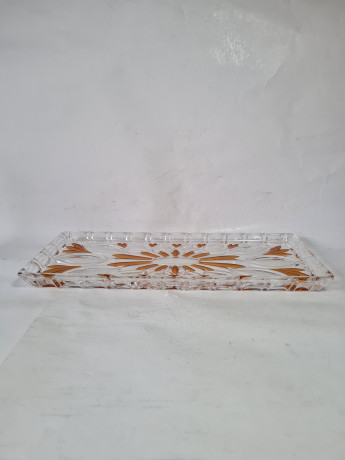 Поднос винтажный Im Stil Walther Glas, желтый декор, стекло, 30,5 x 14 x 2 см, Германия, 1960-70гг.