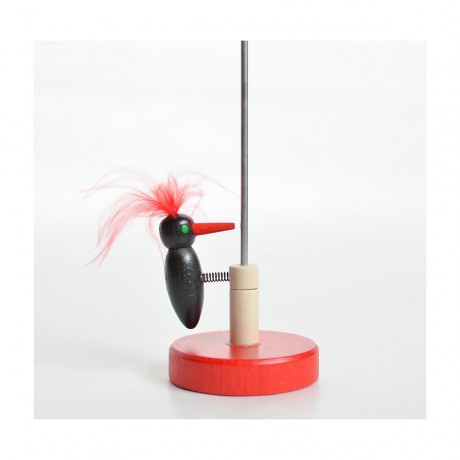 Holzspielzeug Klopfspecht schwarz mit roter Feder Деревянная игрушка дятел черный с красным пером