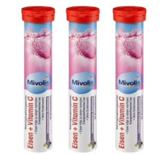 Mivolis Eisen+Vitamin C Brausetabletten SET 3x20 St, Миволис НАБОР Шипучие таблетки Железо+Витамин C, 3х20 шт