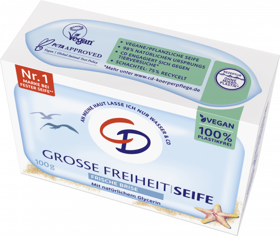 CD Milde Seife Grosse Freiheit 100 g, Мягкое растительное мыло с ароматом свежего бриза, 100 г