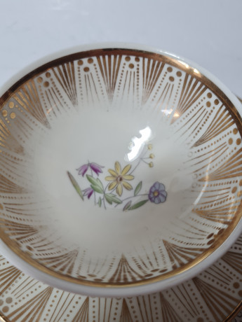 Winterling Marktleuthen Bavaria Чайное трио "Полевые цветы" c позолоченным узором, Германия, 1960-70гг.