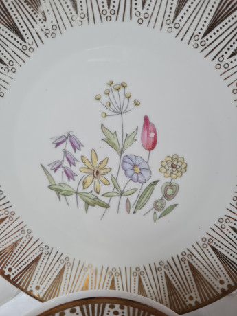 Winterling Marktleuthen Bavaria Чайное трио "Полевые цветы" c позолоченным узором, Германия, 1960-70гг.