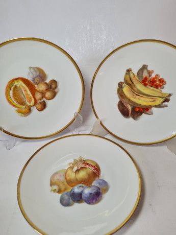 Thomas Bavaria Набор тарелок с изображением фруктов, 3 шт х 19,5 x 2 см, Германия, 1960-70гг.