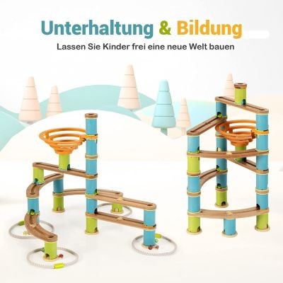 COSTWAY Murmelbahn Bambus 106 tlg. Spielzeugset Набор игрушек Marble Run Bamboo из 106 предметов
