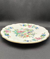 Тарелка декоративная винтажная Aynsley, Fine Bone China, England с изображением птиц и цветочным декором, фарфор, 26 см, Англия, 1960-70гг.