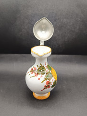 Кувшин винтажный в итальянском стиле, с изображением фруктов, с крышкой, керамика/олово, 17 х 9.5 см, Германия, 1970-80гг.