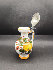 Кувшин винтажный в итальянском стиле, с изображением фруктов, с крышкой, керамика/олово, 17 х 9.5 см, Германия, 1970-80гг.