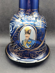 Колба (ваза) для кальяна персидская большая "Султан", кобаль с позолоченной росписью, стекло, Иран, 1930-60гг.