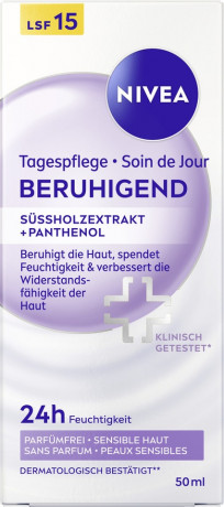 NIVEA Tagespflege beruhigend sensible Haut, 50 ml, Нивеа дневной крем SPF 15 пантенол, экстракт солодки, масло ши успокаивающий 50 мл