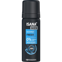 ISANA MEN Deospray Fresh Reisegroesse 50ml, Изана Мужской дезодорант-спрей, интенсивная свежесть, 48ч защита, дорожный размер, 50 мл