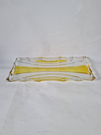 Поднос винтажный Im Stil Walther Glas, фигурный край, стекло, 34 x 15 x 2 см, Германия, 1960-70гг.