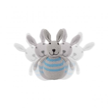 SindiBaba® Baby-Stehaufmannchen Hase BOBBY gehakelt mit Glockchen Зайчик БОББИ связанный крючком с колокольчиком