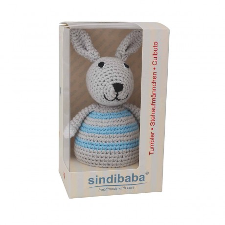 SindiBaba® Baby-Stehaufmannchen Hase BOBBY gehakelt mit Glockchen Зайчик БОББИ связанный крючком с колокольчиком