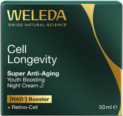 WELEDA Cell Longevity Super Anti-Aging Youth Boosting Night Cream, 50 ml, Ночной антивозрастной крем для лица Youth Boosting с NAD+ Booster и Retino-Cell, 50 мл