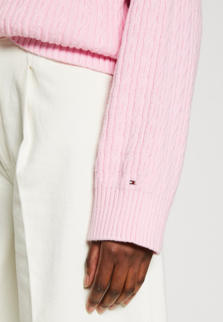 Tommy Hilfiger CABLE ALL OVER SWEATER Jumper iconic pink СВИТЕР ПО ВСЕМУ КАБЕЛЮ джемперы культовый розовый