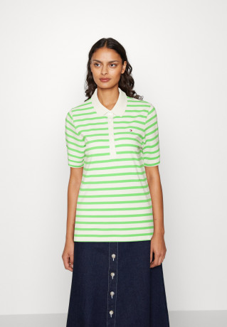 Tommy Hilfiger REG STRIPE Polo shirt Breton White/Spring Lime REG STRIPE Рубашка поло Бретонский белый/Весенний лайм