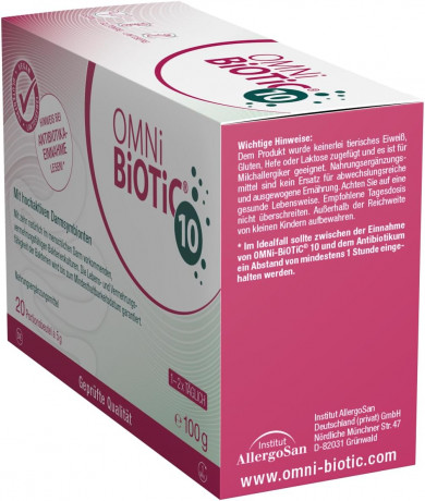 OMNI-BIOTIC 10, 20x5g, Комплекс бактерий Омни Биотик 10 штаммов бактерий для микрофлоры кишечника, Германия, 20 саше х 5 грамм