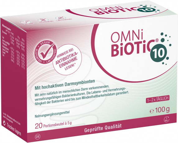 OMNI-BIOTIC 10, 20x5g, Комплекс бактерий Омни Биотик 10 штаммов бактерий для микрофлоры кишечника, Германия, 20 саше х 5 грамм