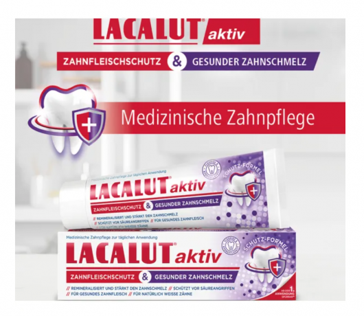 LACALUT aktiv medizinische Zahncreme Zahnfleischschutz & gesunder Zahnschmelz 75ml, Активная лечебная зубная паста для защиты десен и здоровья зубной эмали 75 мл