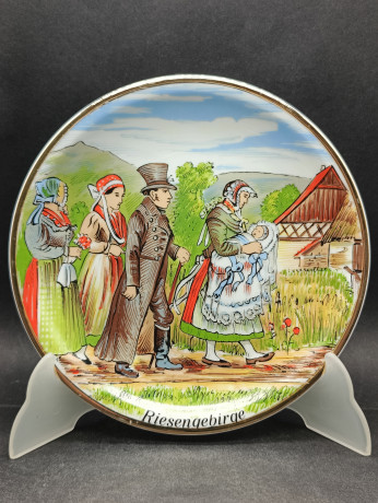 Тарелка декоративная винтажная Bauscher Weiden Bavaria "Деревня в Крконоше", фарфор, 19 см, Германия, 1981 год.