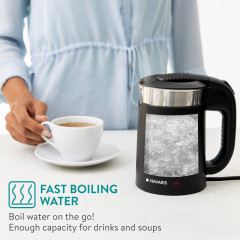 Navaris Navaris Reise-Wasserkocher, Edelstahl Reisewasserkocher 0,5L mit 2 Trinkbechern 16 x 11 x 17 cm Mini Reise-Wasserkocher 1100W fur Camping Reisekocher Дорожный чайник Navaris, дорожный чайник из нержавеющей стали 0,5 л с 2 чашками для питья 16 x 1