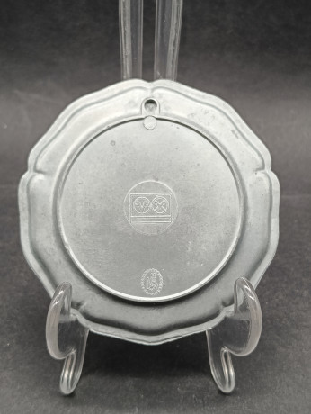 Тарелка декоративная винтажная "Церковь Христа в Майнце", олово (95%), 10 см, Германия, 1970-80гг.