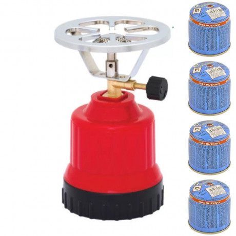 Roland Germany Roland Germany Gaskocher Campingkocher inkl. Gaskartusche, (Set, 4-St., inkl. 4, 6 oder 8 Gaskartuschen), Kompakt, Wetterfest Blau Походная газовая плита Roland Germany, включая газовый баллончик, (набор, 4 шт., включая 4, 6 или 8 газовых б