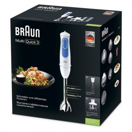 Braun Braun Stabmixer MQ3035WH Sauce 0,6 l Purierstab 700 W Blau, Weiss Погружной блендер Braun MQ3035WH соус 0,6 л блендер 700 Вт синий, белый