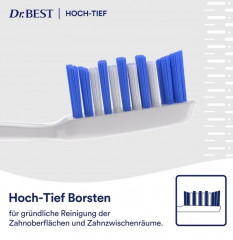 Dr.BEST Classic Hoch-Tief weich Zahnburste 3stk, Мягкая зубная щетка, зубная щетка soft для чувствительных зубов и десен, межзубная очистка, Набор 3 шт 