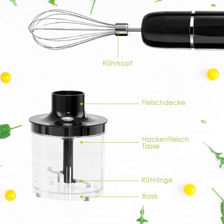 KOMFOTTEU KOMFOTTEU Stabmixer, Handruhrer-Set, mit 3-Klingen-Messer Ручной блендер KOMFOTTEU, набор ручных миксеров, с 3-лезвийным ножом
